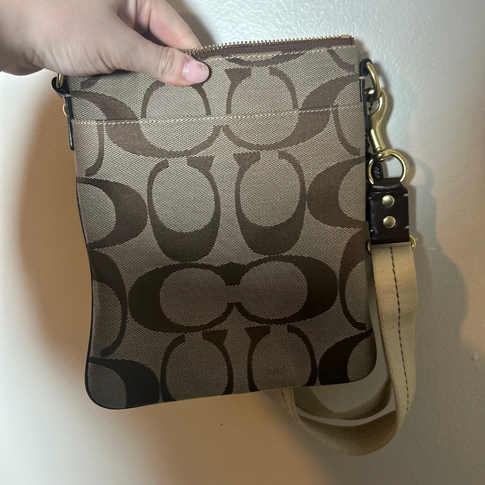 NWOT VINTAGE Y2K Coach Signature File Crossbody Bag Womens Small Brown Monogram - Picture 4 of 6